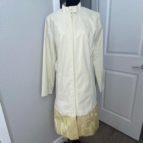 VINTAGE Street Style Pale Green Nylon Long Windbreaker Coat Medium - Picture 4 of 16